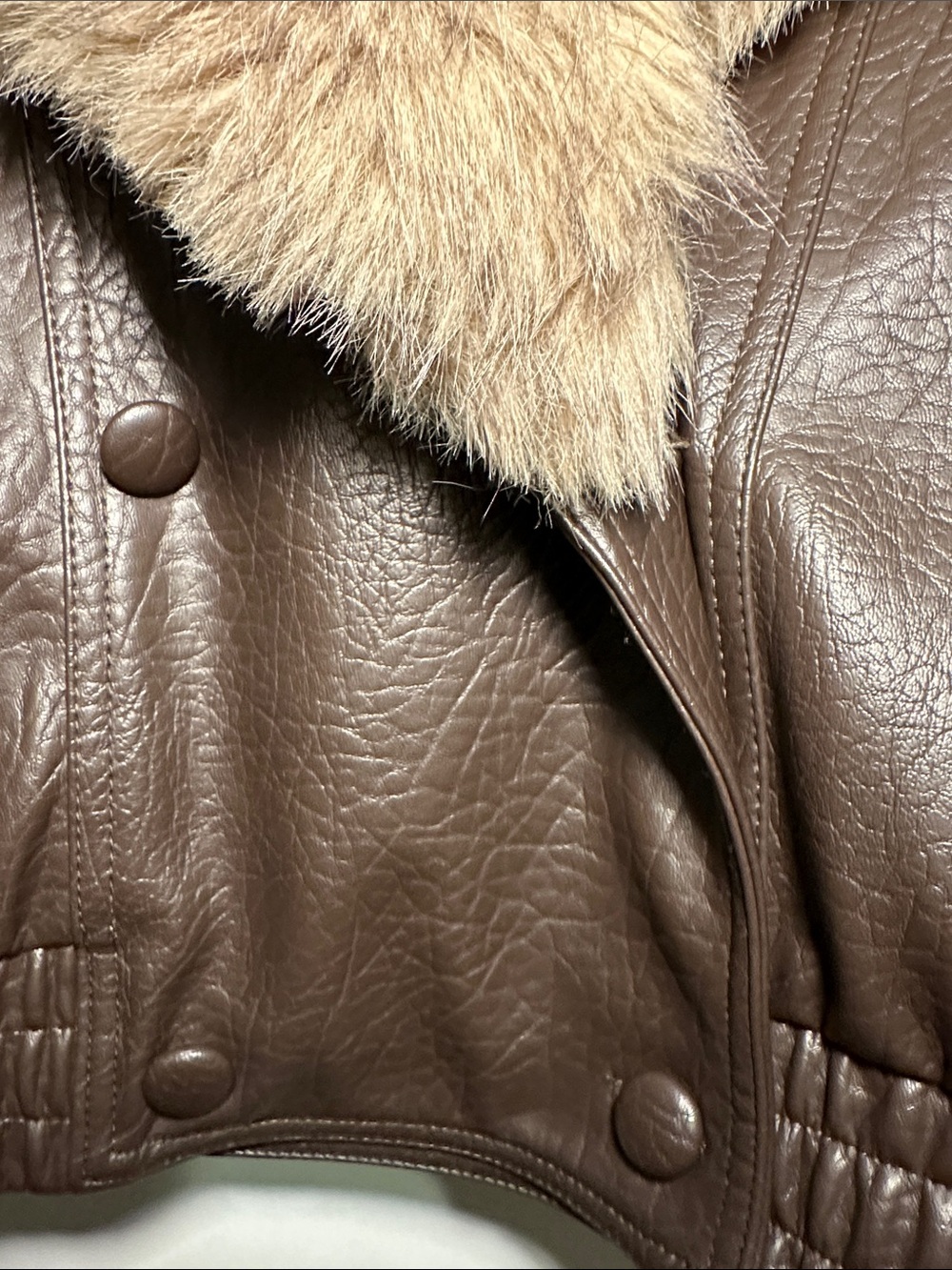 Zara Faux Leather Jacket with Removable Collar (Dark Brown) - Picture 6 of 8